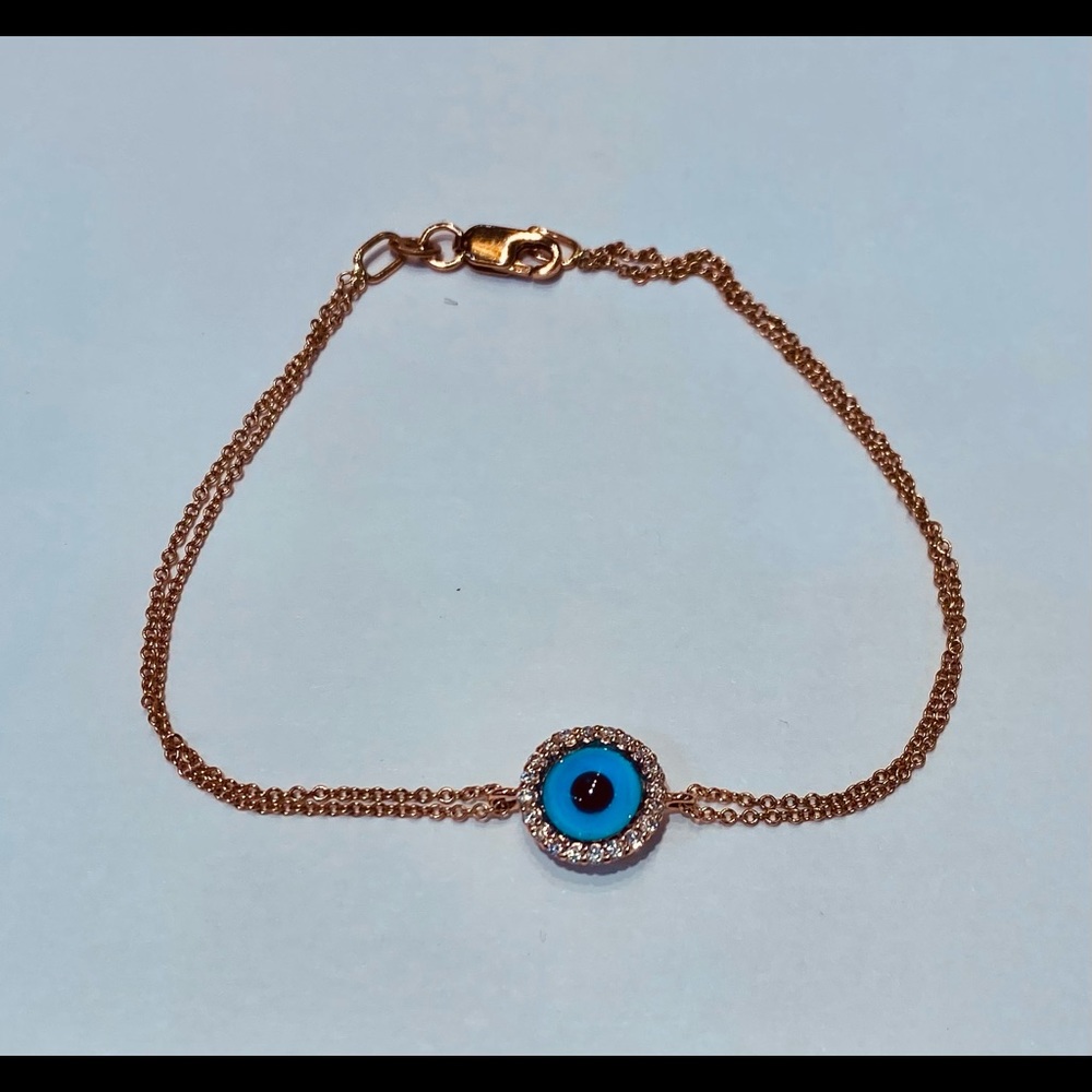 14 K Rose Gold Evil Eye diamond bracelet